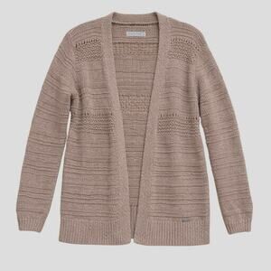 Abercrombie & Fitch Open Knit Cardigan Sweater Womens Small Tan Textured Y2K